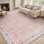 MontVoo-Vintage Area Rug 5X7 Pink Rugs by MontVoo