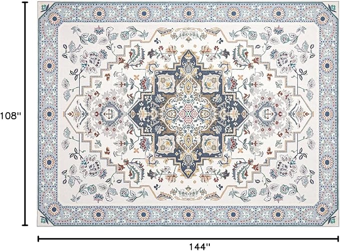 Phantoscope Washable Area Rug 9'x12' Non-Slip, Vintage Boho Rugs - Image 2