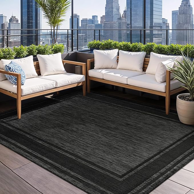 Beverly Rug Outdoor Rug 8x10 Modern Bordered Area Rugs - Image 5