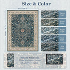 Large Vintage Area Rugs 9x12 for Living Room, Dark Distressed Medallion Printed - Image 2