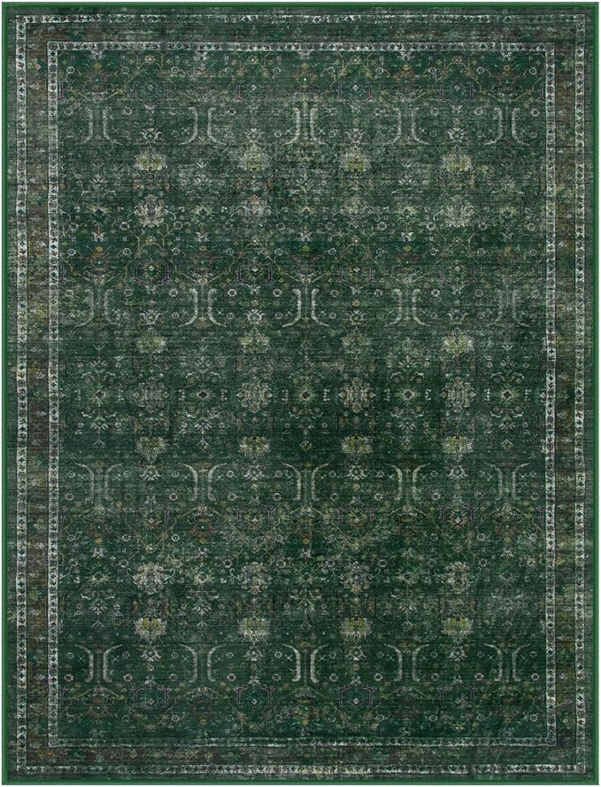 Moynesa Green 8x10 Living Room Rug, Vintage Washable Area Rug - Image 9
