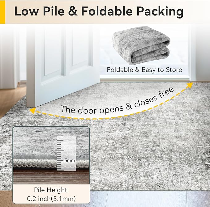 Washable Area Rugs 4ft Non-Slip Modern Abstract Soft - Image 6