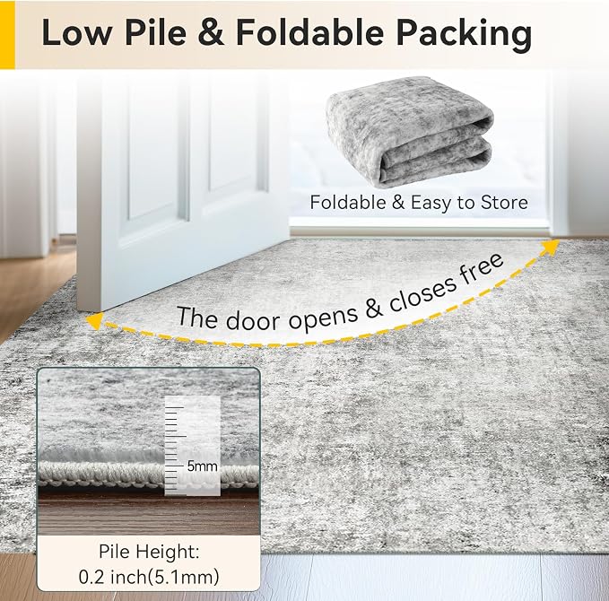 Washable Area Rugs 2'x3' Non-Slip Modern Abstract Soft - Image 5