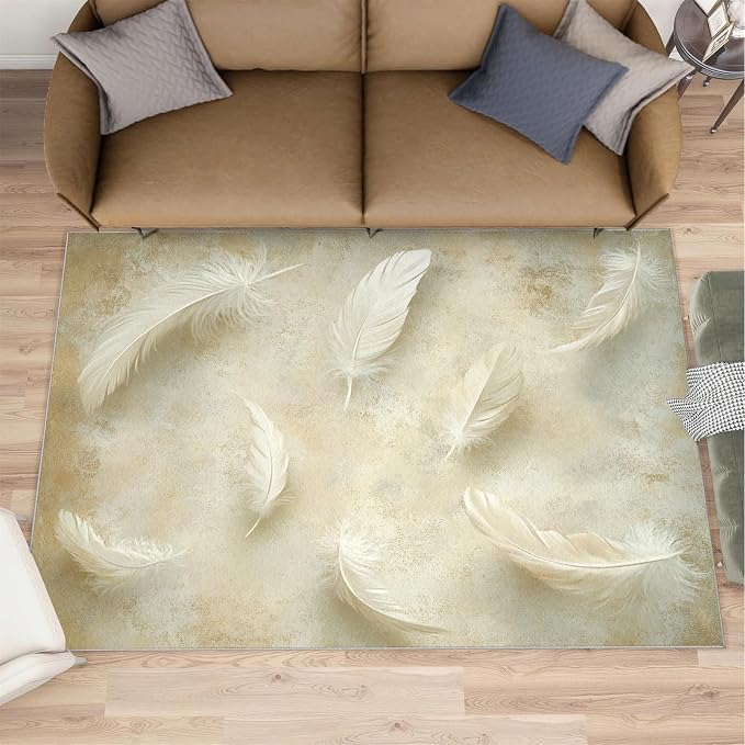 5x7 Feathers Rugs for Bedroom by Unknown