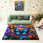 Colorful Butterfly 3x5 Area Rug Rainbow Flowers Rugs - Image 4