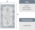 Bavni 3x5 Area Rug for Living Room Bedroom, Washable Boho Print Vintage - Image 2