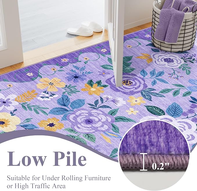 DUKINO 2x3 Rugs for Entryway, Floral Indoor Washable Door Mat, Non Slip Boho - Image 6