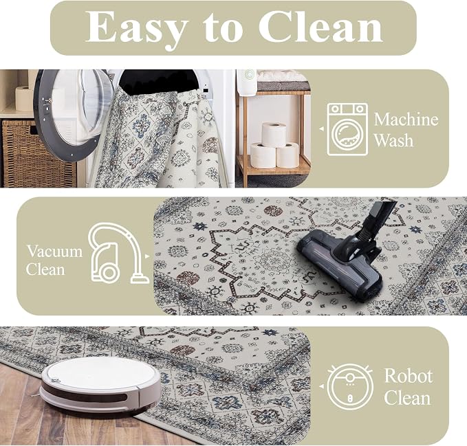 Washable 6x9 Area Rug for Living Room, Carpet for Bedroom Dining Room, Non - Image 6