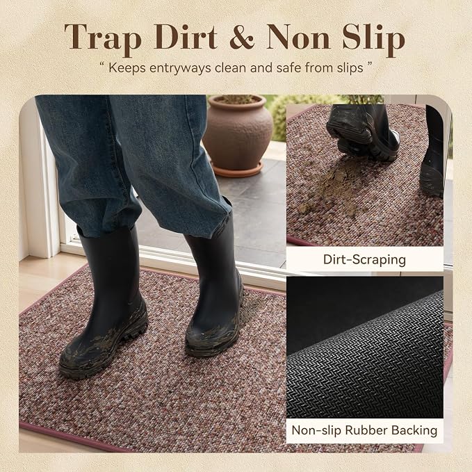 MontVoo Door Mat Indoor Entrance Doormat, Absorbent Durable Rubber Non Slip - Image 3