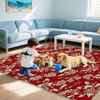 Red Flower Carpet for Living Room, 3x5 Non-Slip Washable Low Pile Abstract - Image 7