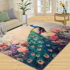 Peacock Peony Rug 8x10-8x10 Rug, Classic Peacock Peony Area Rugs by STRELEC