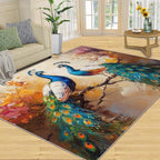 Peacock Rug 5x6-5x6 Rug, Classic Peafowl Floral Area Rugs - Image 2