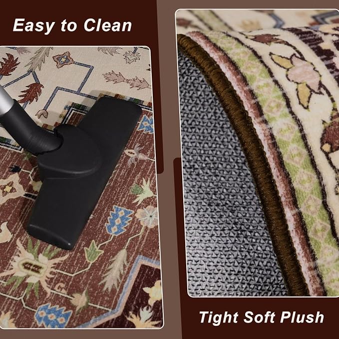4x6 Mousse Brown Area Rug for Living Room, Machine Washable Rugs - Image 6