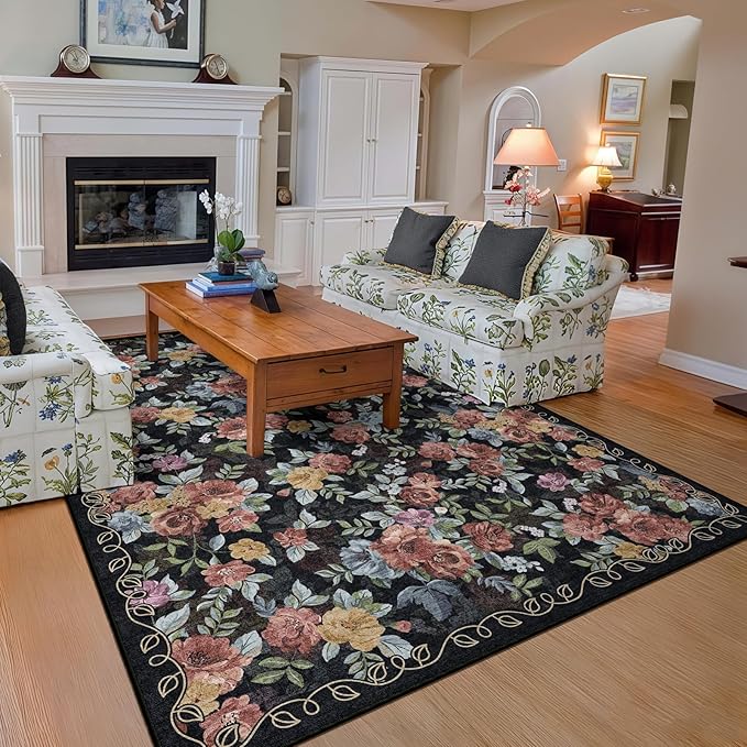 5x8 Machine Washable Area Rug for Living Room, Kids and Pets Friendly for by GERUIMO