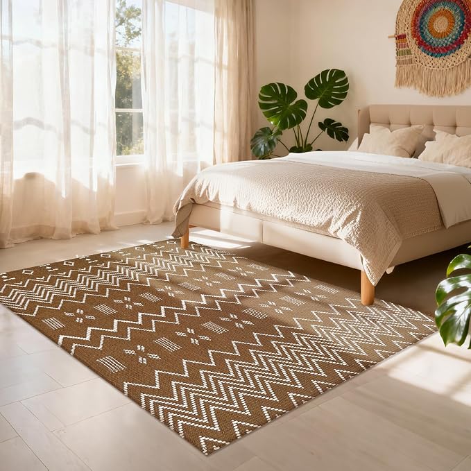 Boho Rugs for Living Room, 3x5 ft Braided Rug, Washable Faux Jute Rug for - Image 2