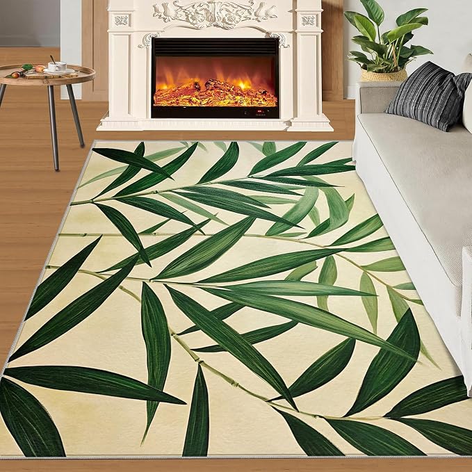 3x4 Bamboo Leaves Rugs for Entryway - Image 2