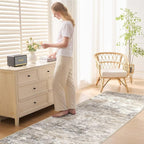 3X8 Washable Runner Rug for Hallway: Soft Neutral Modern Abstract Area Rug - Image 4