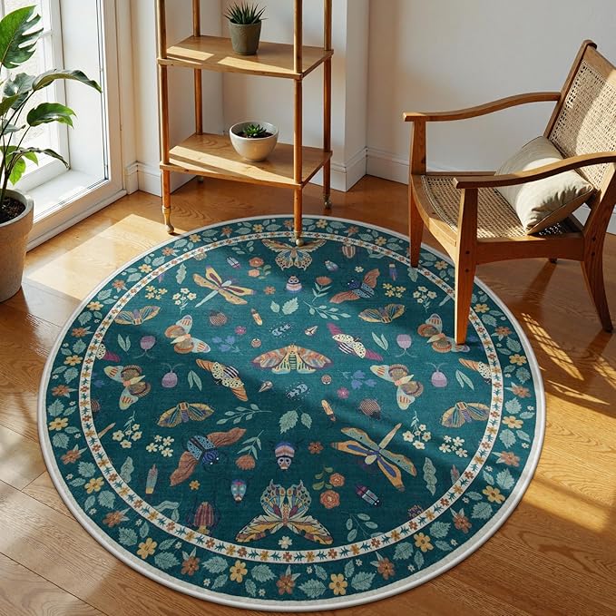 Lahome Insect Washable Round Rugs, Non-Slip Soft Round Rug 4ft Ultra-Thin by Lahome