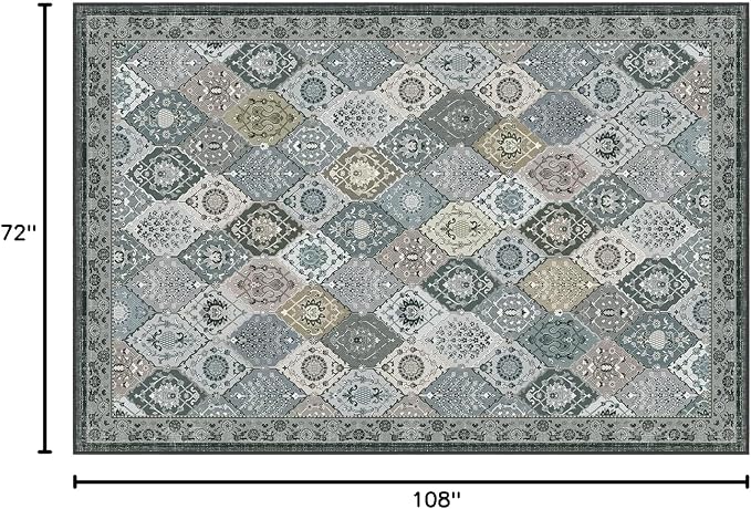 Phantoscope Washable Area Rug 6'x9' Non-Slip, Vintage Boho Rugs - Image 2