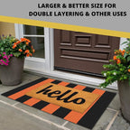 KOZYFLY Orange and Black Striped Rug Doormat 2x3 Ft Halloween Fall Cotton Woven - Image 2