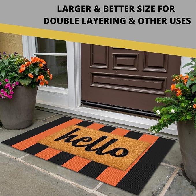 KOZYFLY Orange and Black Striped Rug Doormat 2x3 Ft Halloween Fall Cotton Woven - Image 2