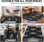 Rugshop Geometric Shag Area Rug Anthracite Dark Gray and White 4' x 6' Ideal - Image 3