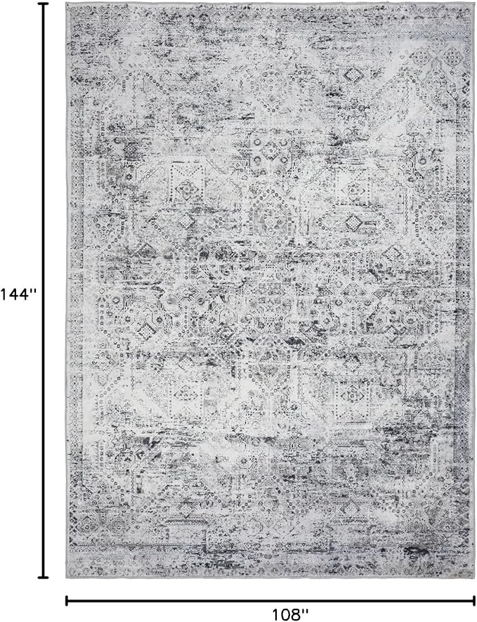 Area Rug 9×12, Large Vintage Boho Rug, Ultra-Soft Low Pile, Non Slip, Stain - Image 2