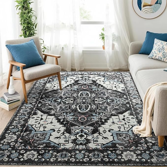 Beglad Area Rugs 4x6 for Living Room, Washable Vintage Rugs -Low Pile Soft by Beglad