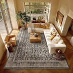 Washable 8x10 Area Rugs for Living Room, Boho Non-Slip Vintage Distress Large by Hedwior
