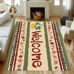Vintage Christmas Area Rugs 6x8ft Merry Christmas Snowflakes Floral Winter - Image 2