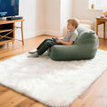 4x6 Solid Fluffy White Area Rug – Washable, Living Room Rug, Non-Slip High Pile by SWGRTCarpet