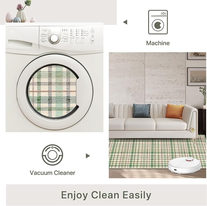 Bavni 3x5 Washable Rug Modern Plaid Area Rugs Non-Slip, Small Rugs - Image 6