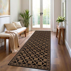 Minimalist Checkered Runner Rug, Floral Print Hallway Kitchen Runners Rugs - Image 4