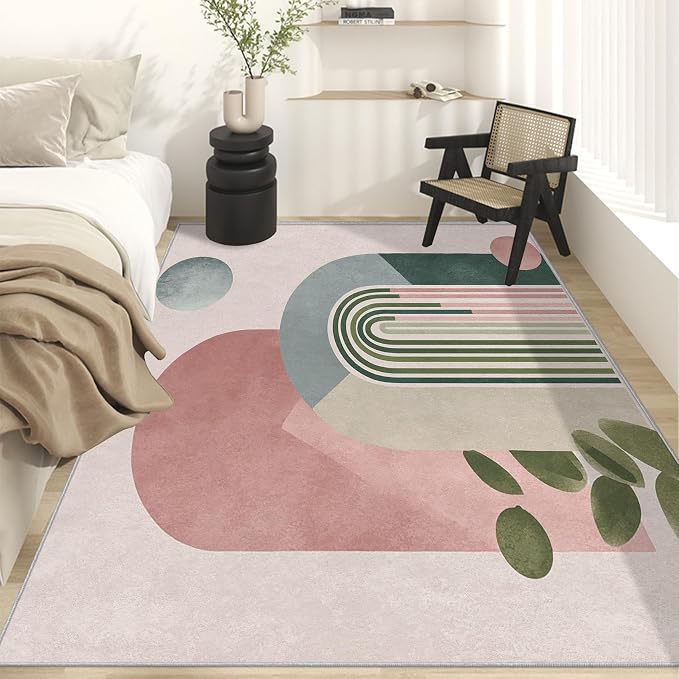 Mid Century Modern Rugs for Home Decor, 5x7 ft, Boho Abstract Geometry Area - Image 3