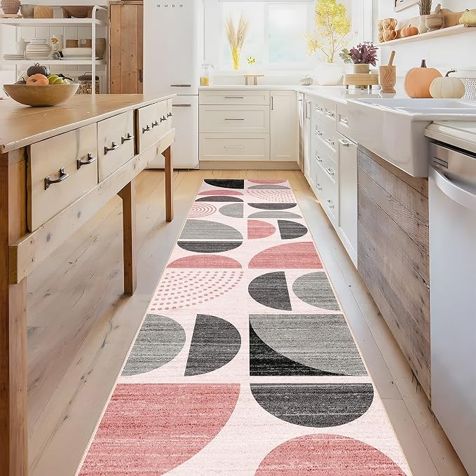 MUJOO Pink Runner Rug Washable, Boho 2x8 Area Rugs - Image 4