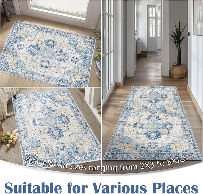 jinchan Kelda Runner Rug 2x6 Washable Rug Soft Hallway Runner Indoor Vintage - Image 5
