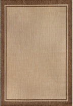 CAMILSON Indoor Outdoor Rug, 10x14 Bordered Natural Brown Modern Large Area Rugs - Image 2