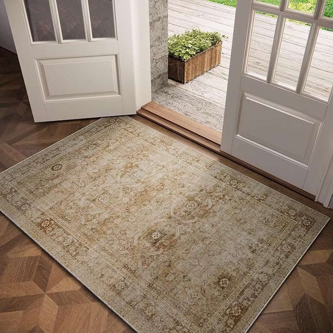 Washable 2x3 Entryway Rug, Boho Non-Slip Door Mat Vintage Distress Small Rugs by Hedwior