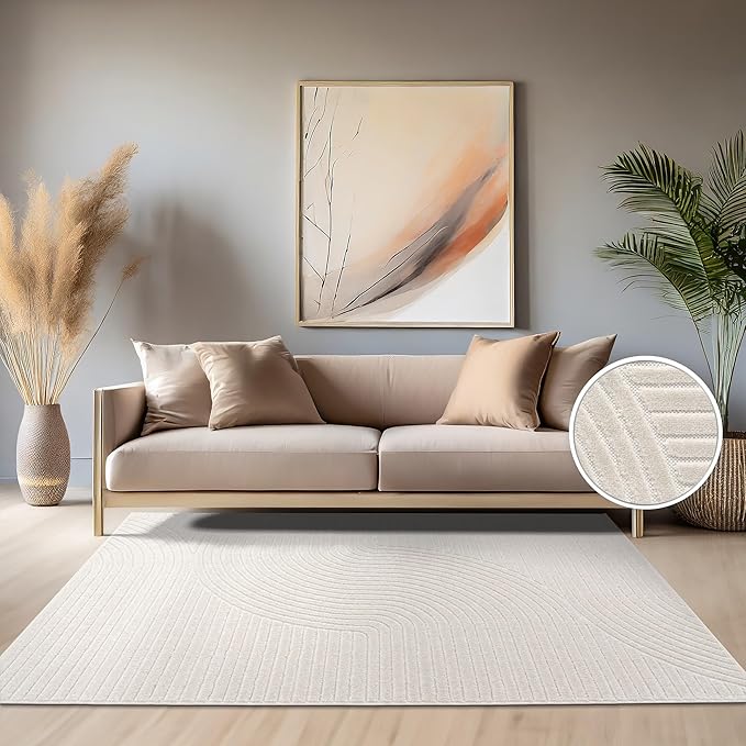 Paco Home Modern Area Rug with Raised Curved Line Pattern – Minimalist Design by PacoHome