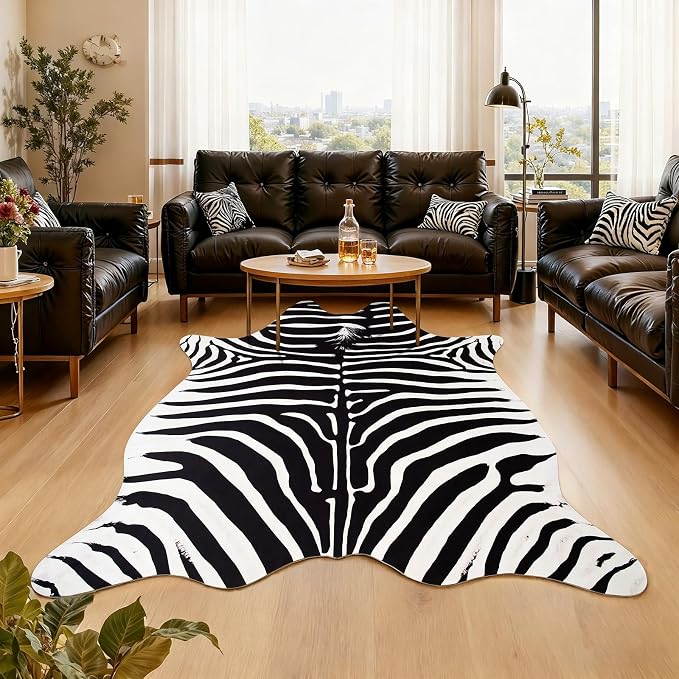AROGAN Premium Faux Zebra Hide Rug 6.2 x 7 Feet, Sturdy and Large Size Zebra - Image 3