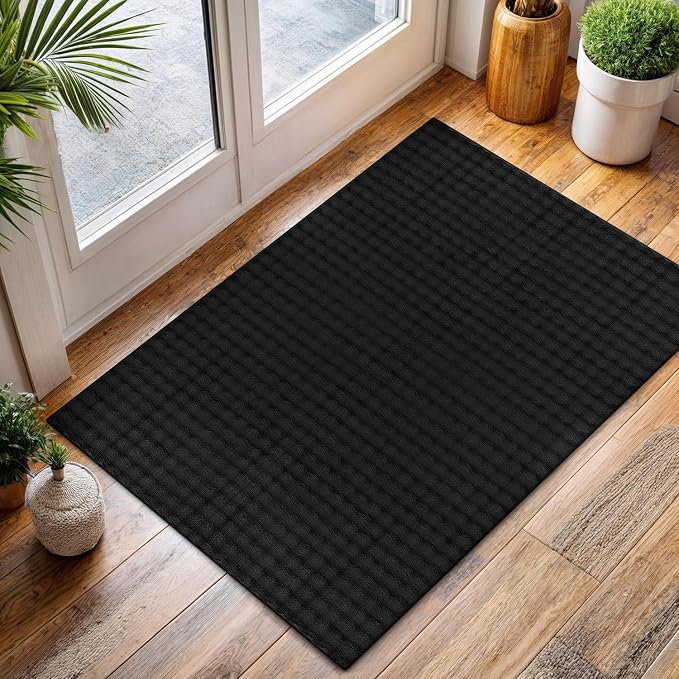 CAMILSON Modern Black Non Slip Door Mat Rug 2x3 Ultra Soft High Pile Entryway by CAMILSONIndoorOutdoorAreaRugs