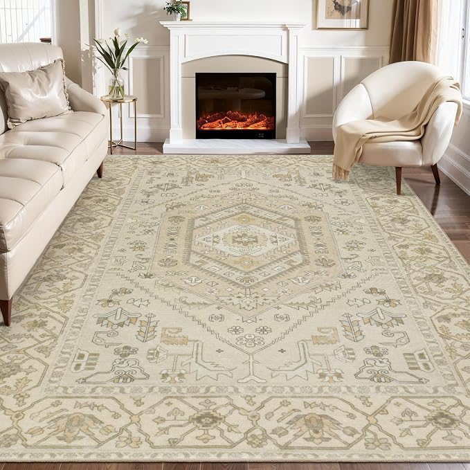 SERISSA Washable Rugs 8x10 Area Rugs, Large Non-Slip Boho Living Room Rug by SERISSAHomeDecorCollection