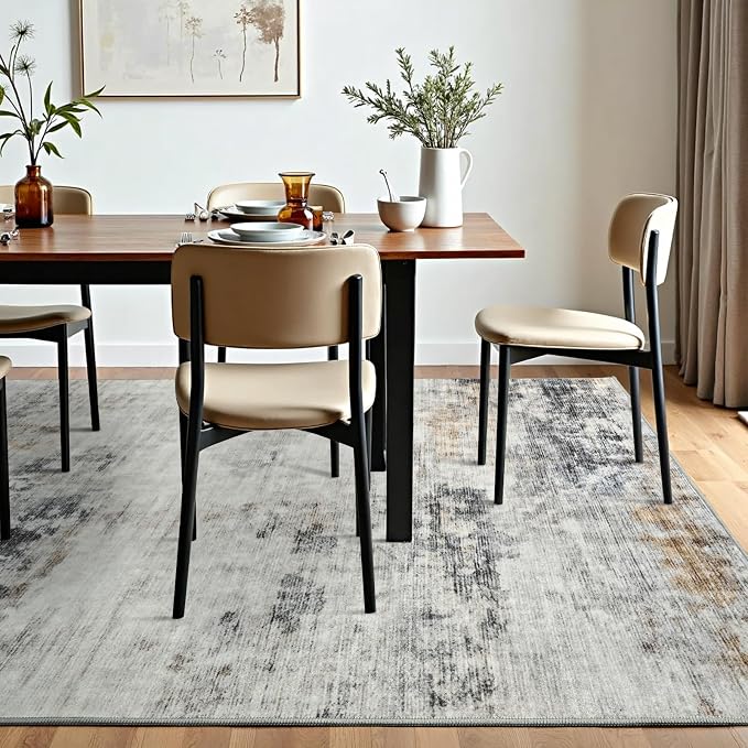 Toneed Abstract Area Rug 5x7 Modern Washable Rug Soft Non Slip Rug Low Pile - Image 3