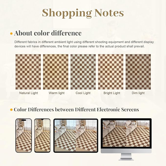 LIVEBOX 8x10 Area Rugs for Living Room, Checkered Non-Slip Washable Rugs - Image 5