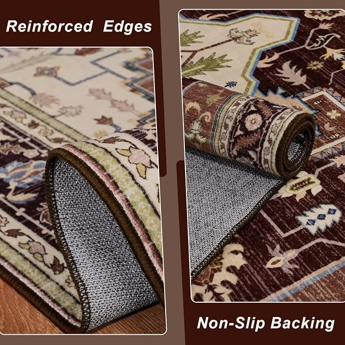 4x6 Mousse Brown Area Rug for Living Room, Machine Washable Rugs - Image 5