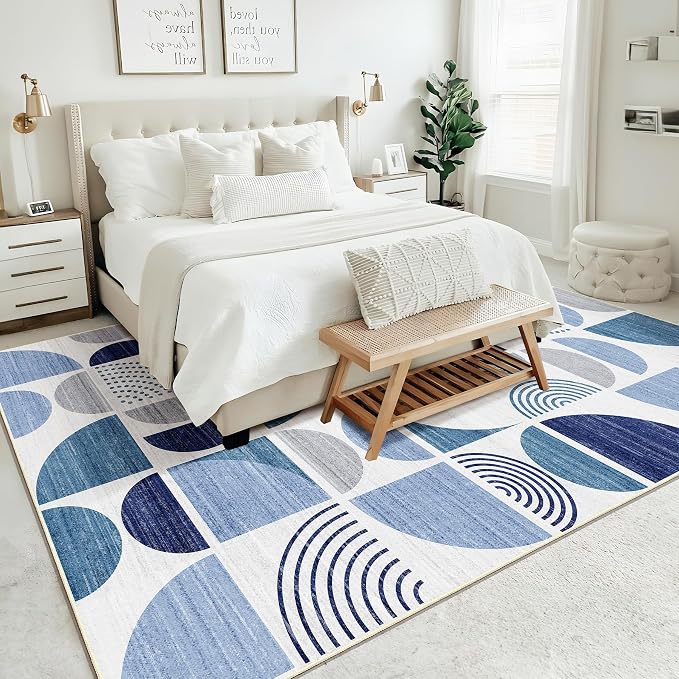 MUJOO Washable Rugs 9x12, Boho Throw Floor Carpet Non Slip Soft Modern Abstract - Image 3