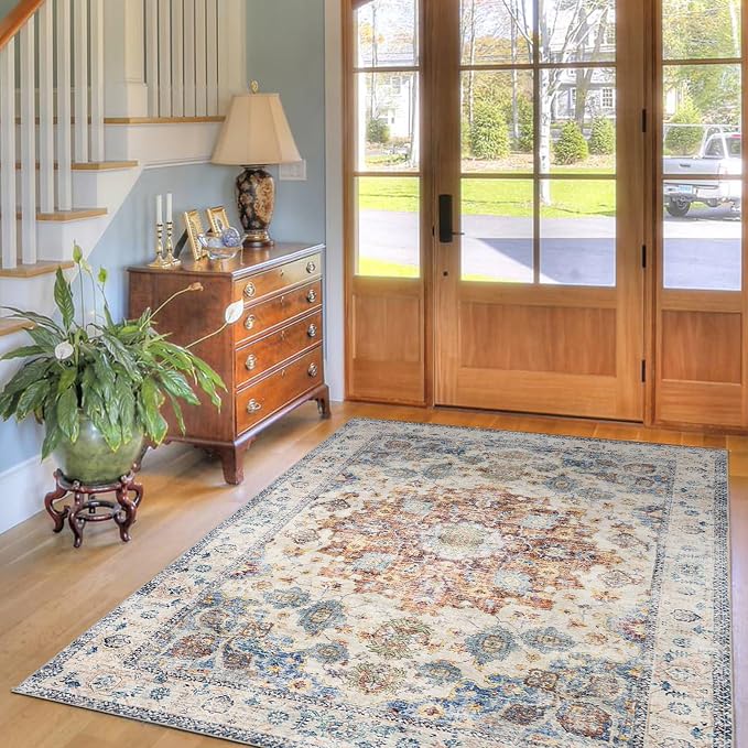 Area Rug 4×6, Vintage Boho Rug, Ultra-Soft Low Pile, Non Slip, Stain Resistant - Image 7