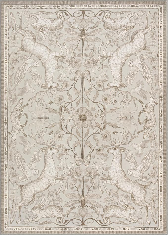 Lahome Boho Animal 5x7 Washable Living Room Area Rugs, Botanical Large Boho Non - Image 9