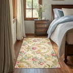 Chic Vintage Rose Rug for Living Room 3x5, Low Pile Non-Slip Backing, Machine by Gearsly