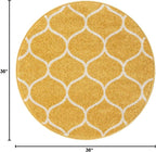 Rugs.com Lattice Frieze Collection Rug – 3' Round Yellow Medium Rug Perfect - Image 2